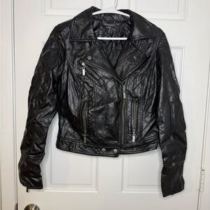 Women's Black Quilted faux Leather Jacket